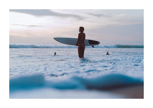 Surfing sunset at Dreamland Bali