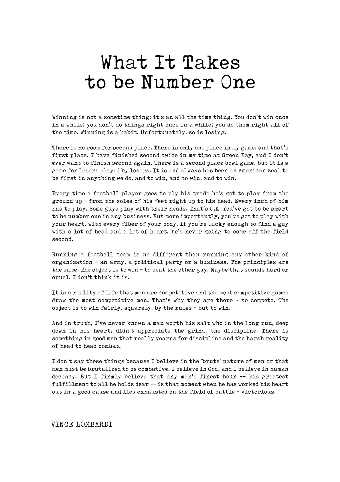 What It Takes To Be Number One