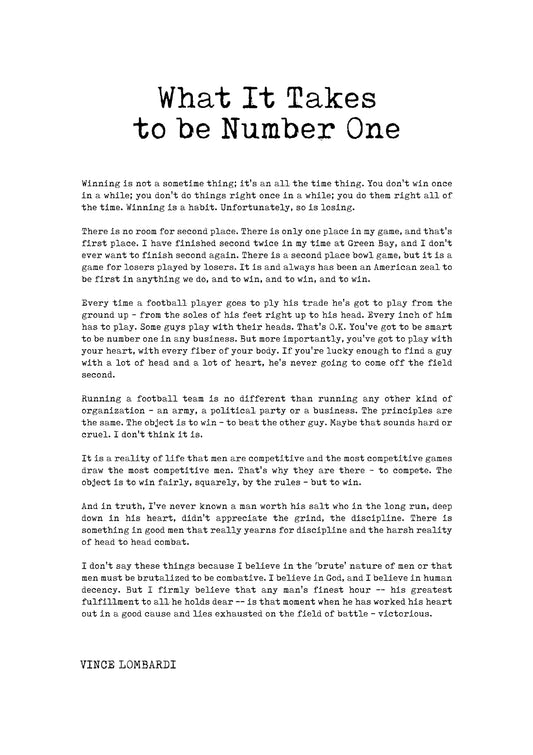 What It Takes To Be Number One