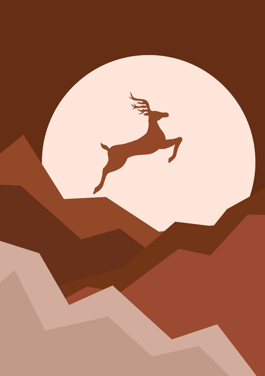 Reindeer Jumping Over The Hills