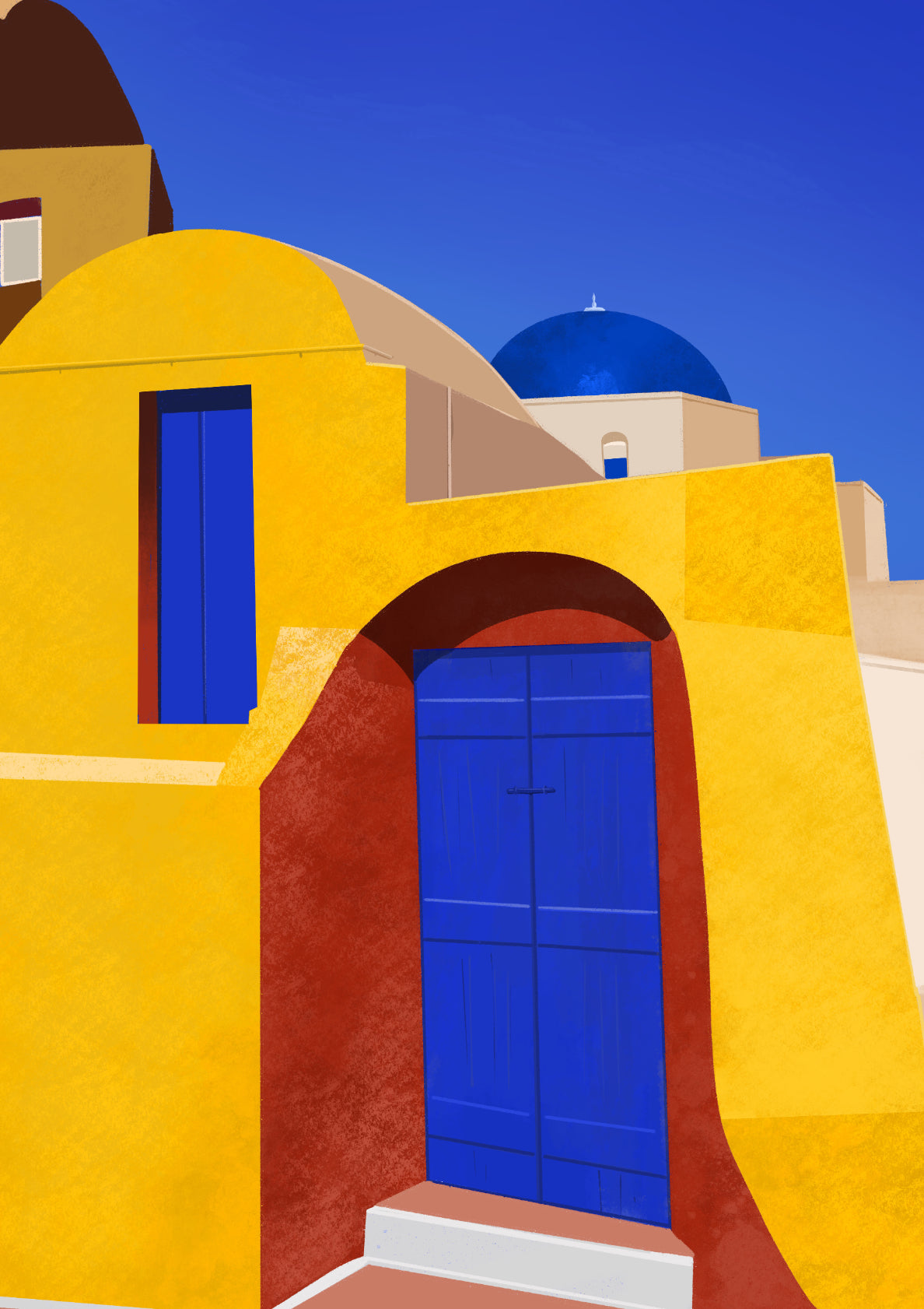 Blue Doors and Yellow Walls - Santorini