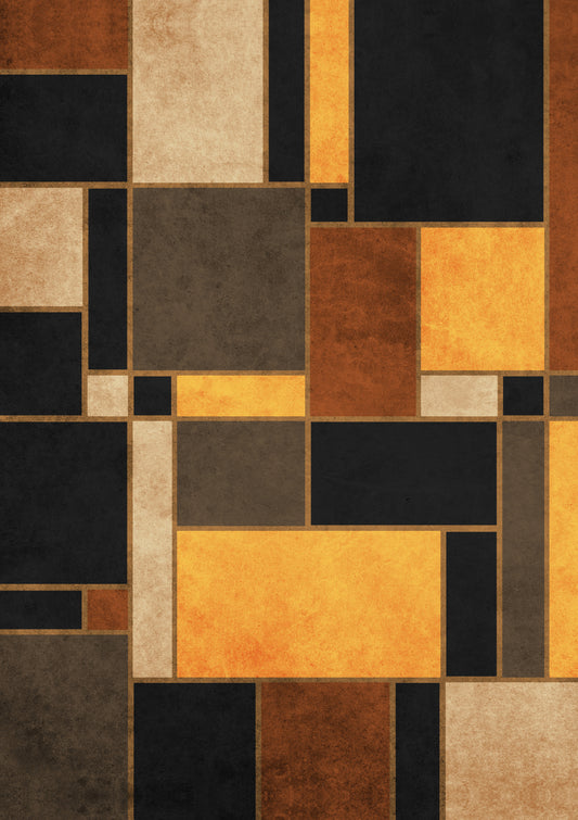 Earth Hues and Mondrian I - Black