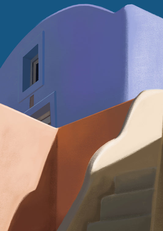 Pastel Streetscape, Santorini