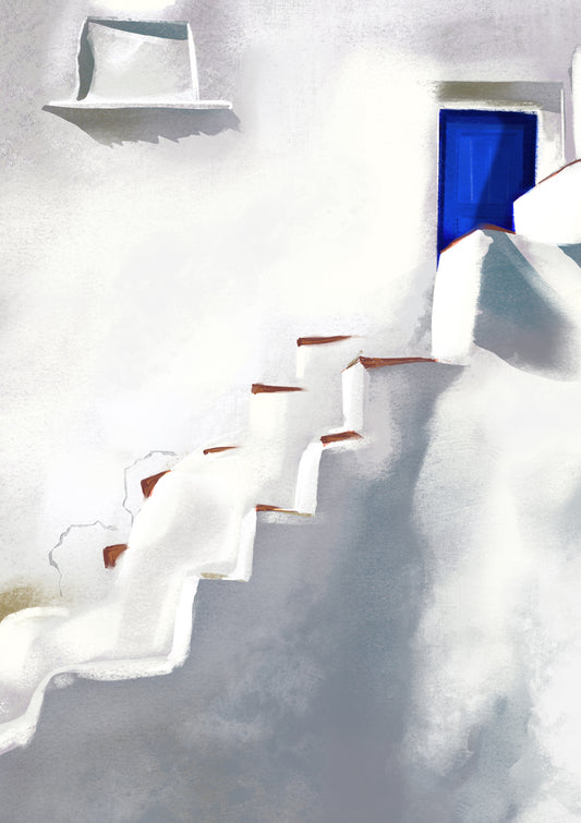Ragged Steps to The Blue Door, Santorini
