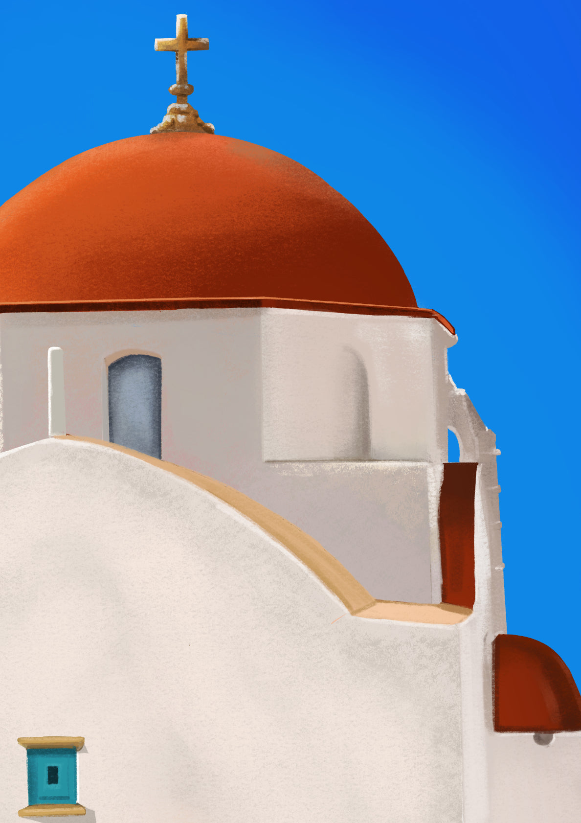 The Red Dome Church In Mykonos, Santorini